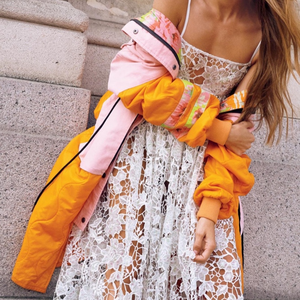 Free People Orange and Pink Quilted Utility Jacket - Picture 4 of 4